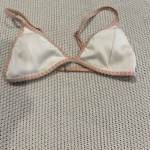 White and Tan Women's Bikini Top